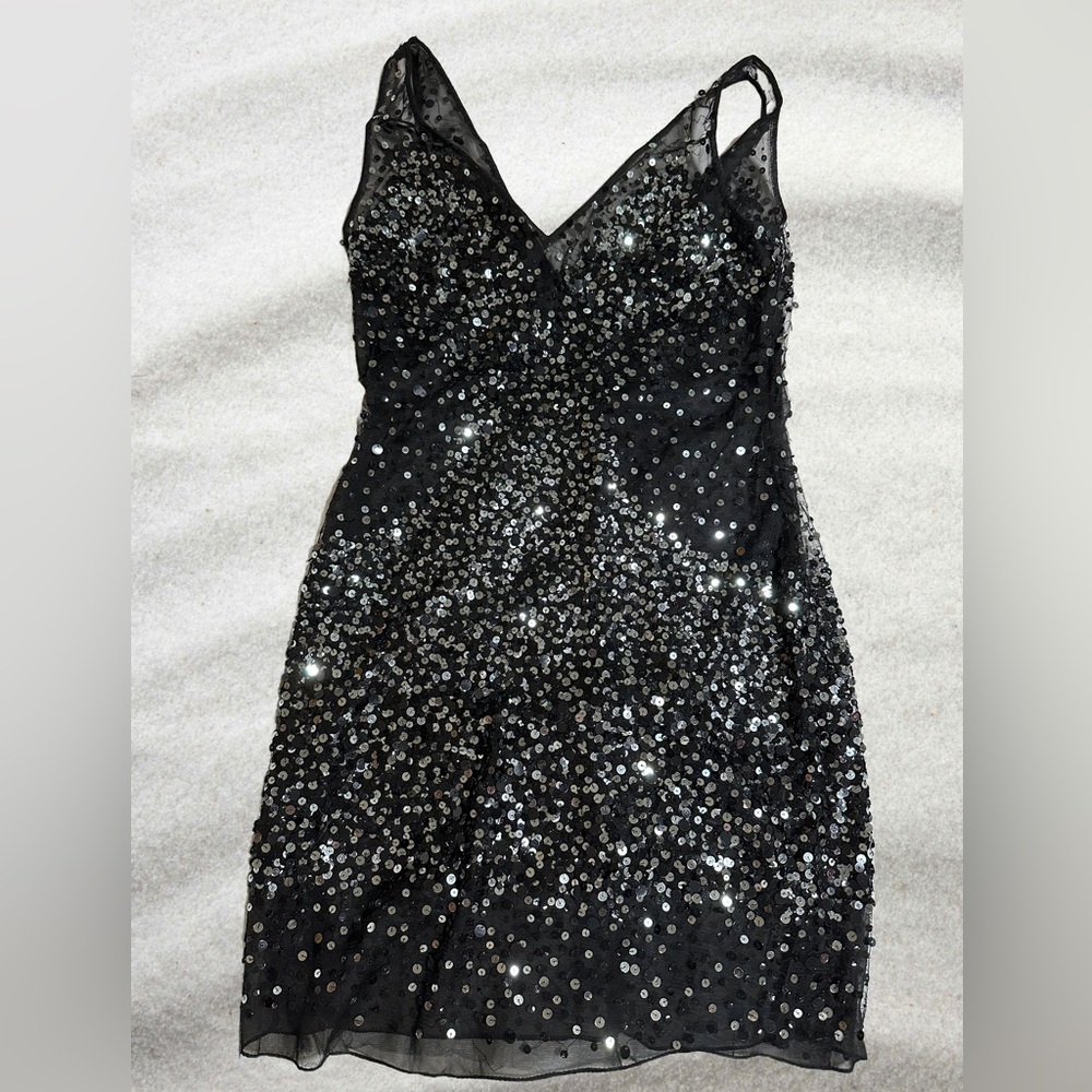 Sequined Black Party Dress